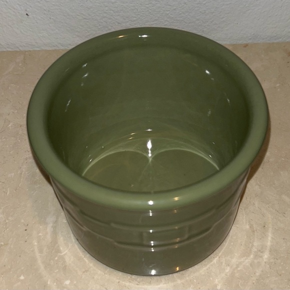 Longaberger, sage green, woven pottery crock. - Picture 3 of 10